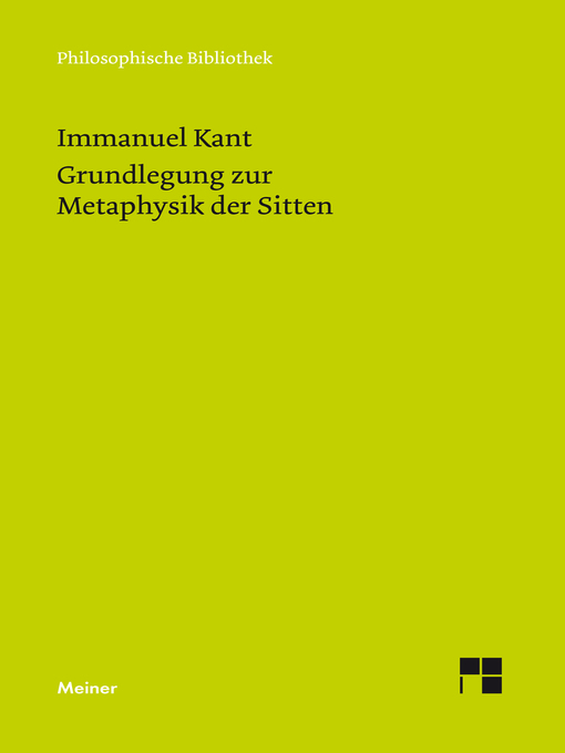 Cover image for Grundlegung zur Metaphysik der Sitten